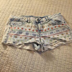 Mossimo Supply Co. Light Blue Denim Shorts with Multicolor Embroidery